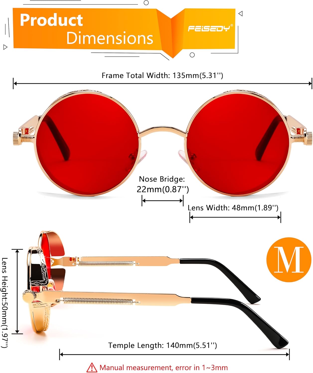 商品图片 69 | B06XY36GDW | FEISEDY Retro Gothic Steampunk Sunglasses For Men Women