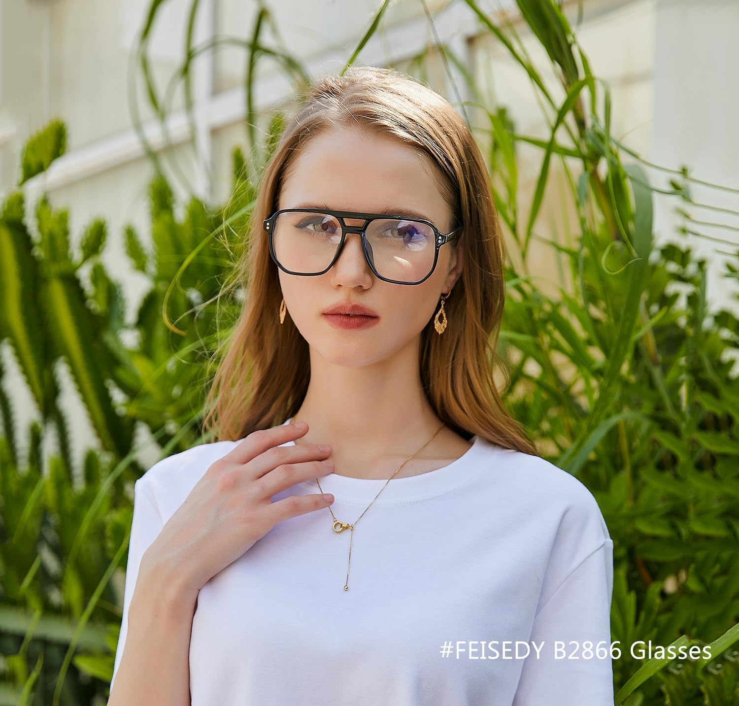 商品图片 39 | B0C6ZZXZ3F | FEISEDY Blue Light Glasses for Women Men Oversized Pilot Lightweight B2866