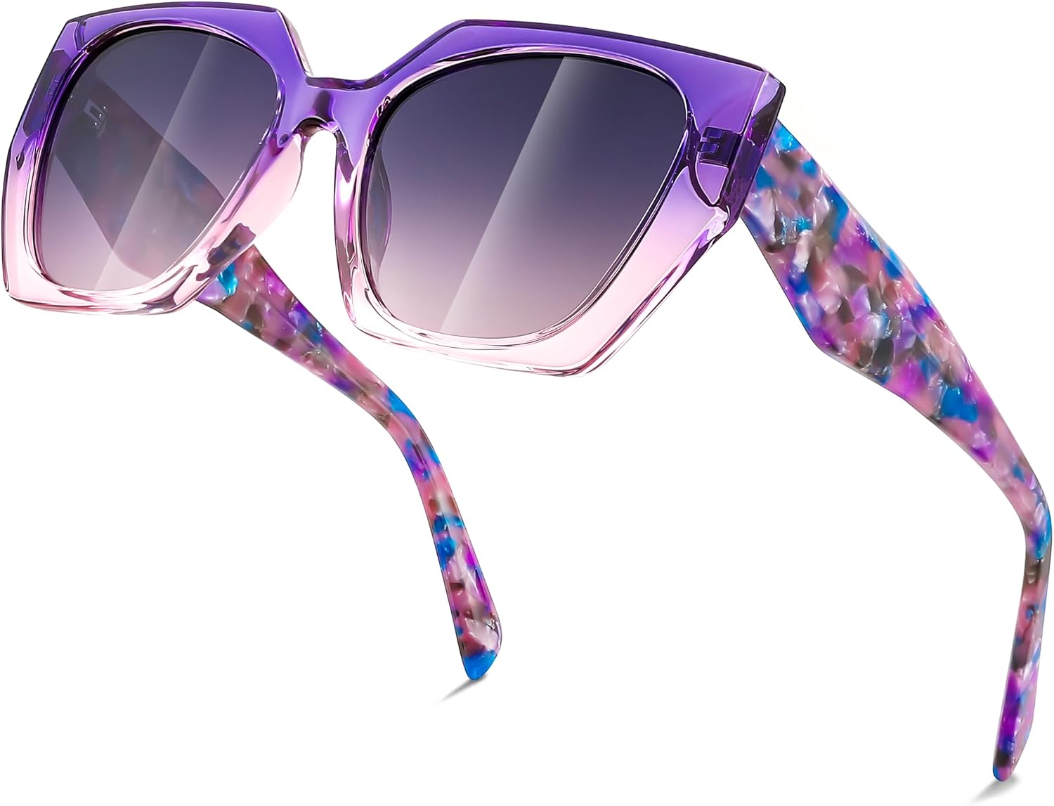 002 Rubber Plate Amethyst / 52 Millimeters | B0CNCTSQ2Z | FEISEDY Trendy Polarized Sunglasses, Oversized Irregular TR Frame for Women Men, Retro Shades UV400 B0016