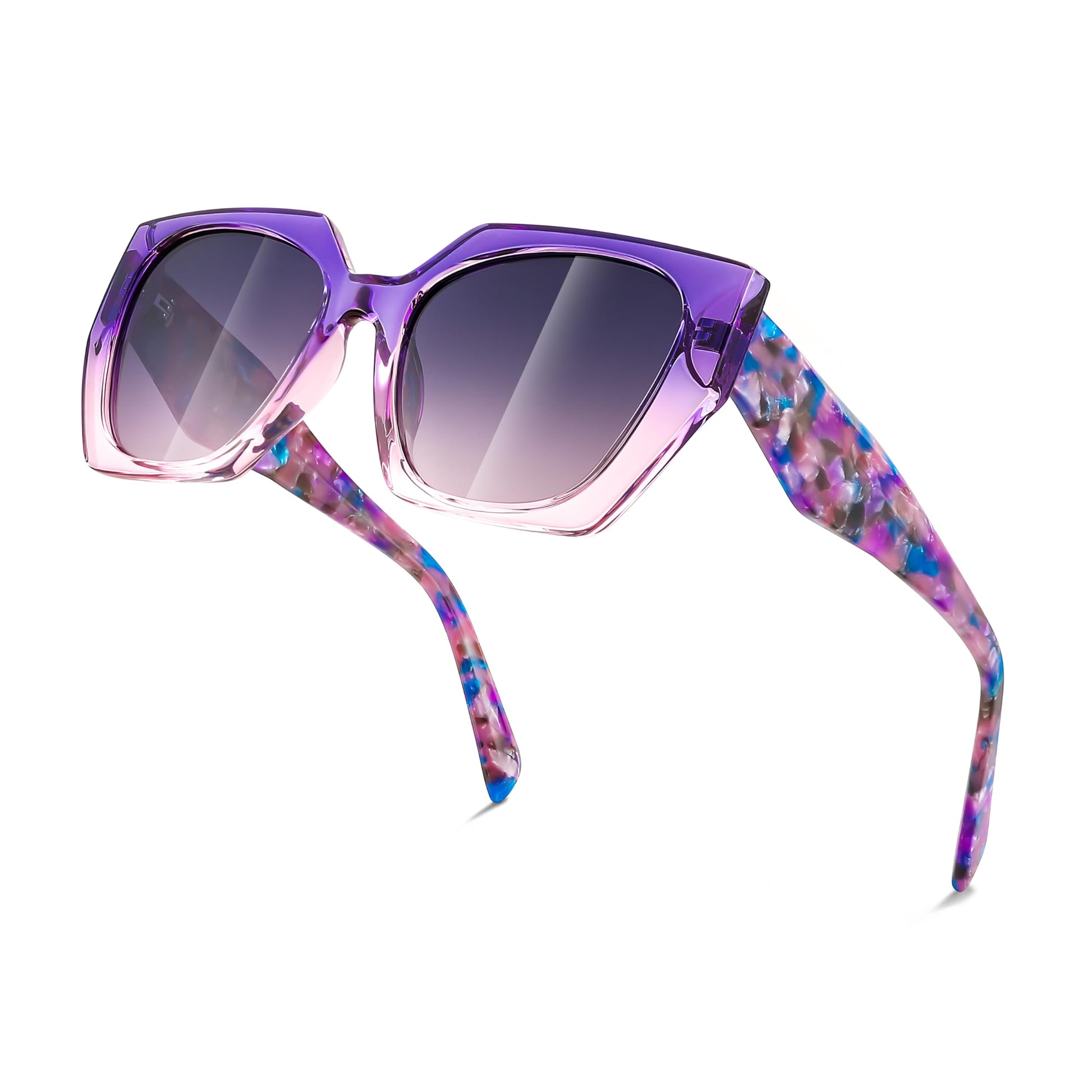 FEISEDY Trendy Polarized Sunglasses, Oversized Irregular TR Frame for Women Men, Retro Shades UV400 B0016