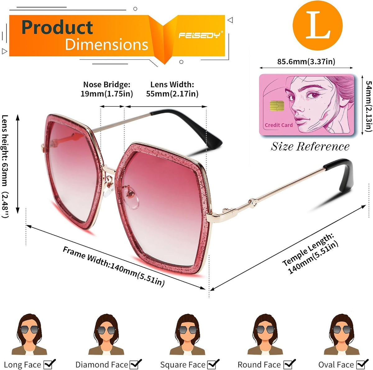 ÉÌƷͼƬ 36 | B08C7TTTDN | FEISEDY Women Large Hexagon Inspired Sunglasses Fashion Irregular Design Style Geometric B2503