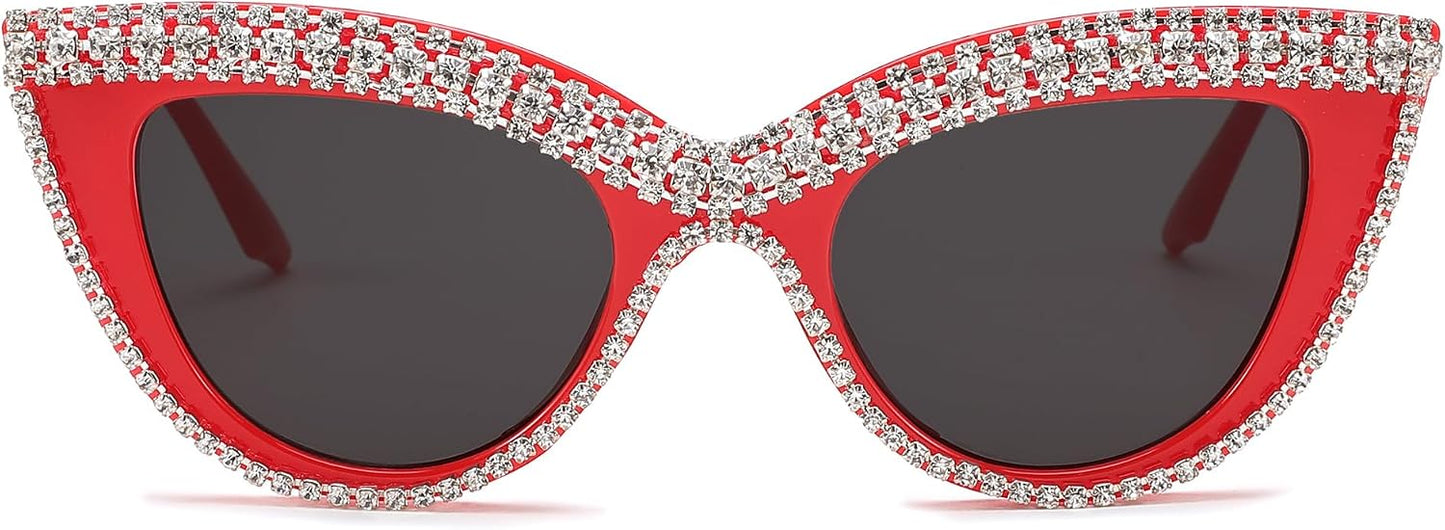 商品图片 18 | B0BZ7YMM4F | FEISEDY Oversized Women Cat Eye Rhinestone Sunglasses Costume Party B2360