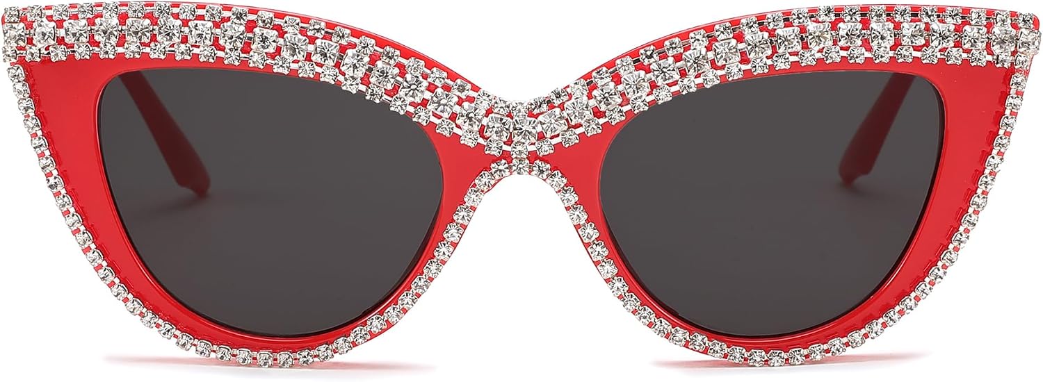 商品图片 18 | B0BZ7YMM4F | FEISEDY Oversized Women Cat Eye Rhinestone Sunglasses Costume Party B2360