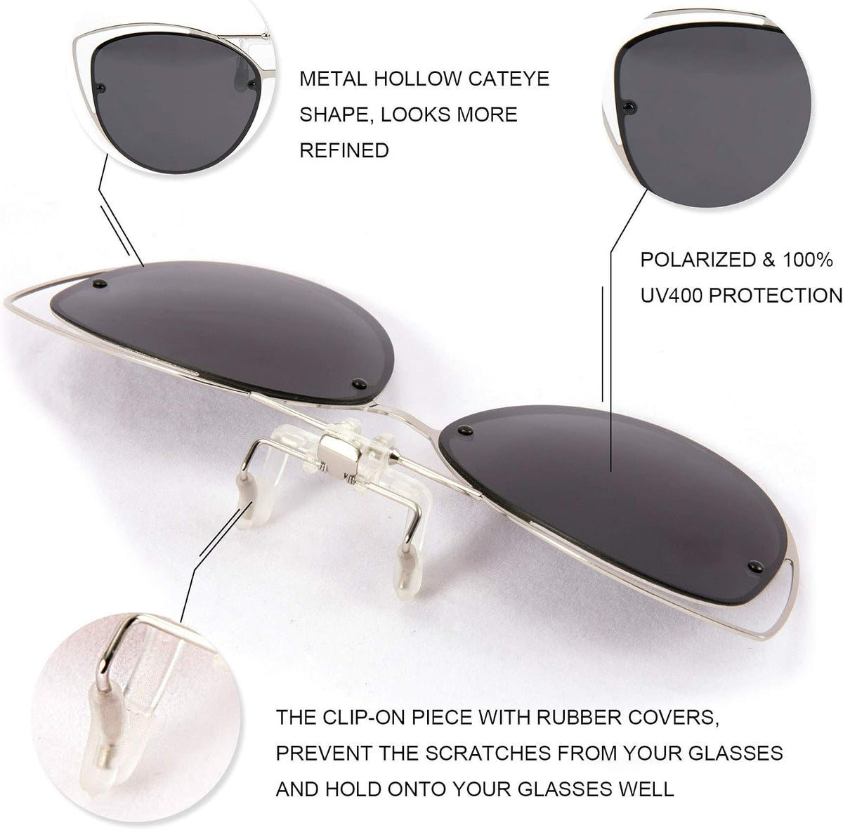 ÉÌƷͼƬ 6 | B08JBZ13MB | FEISEDY Polarized Cat Eye Flip Up Clips On Sunglasses Women Men B2670
