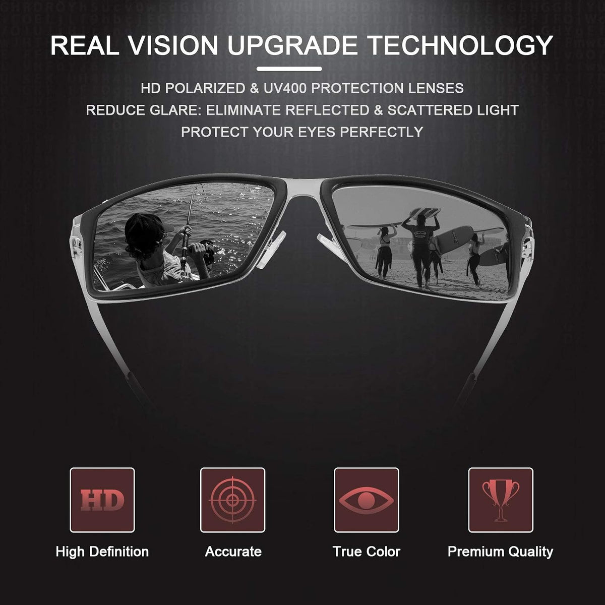 ÉÌƷͼƬ 10 | B08NWWZK7V | FEISEDY Polarized Sunglasses Rectangular Metal Ultra Lightweight Men's Sunglasses B2704