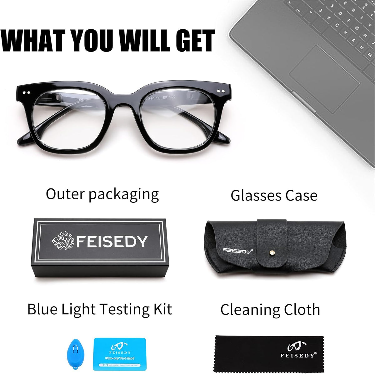 商品图片 7 | B0HCTFJTY2 | FEISEDY Blue Light Blocking Reading Glasses for Women Men B0401