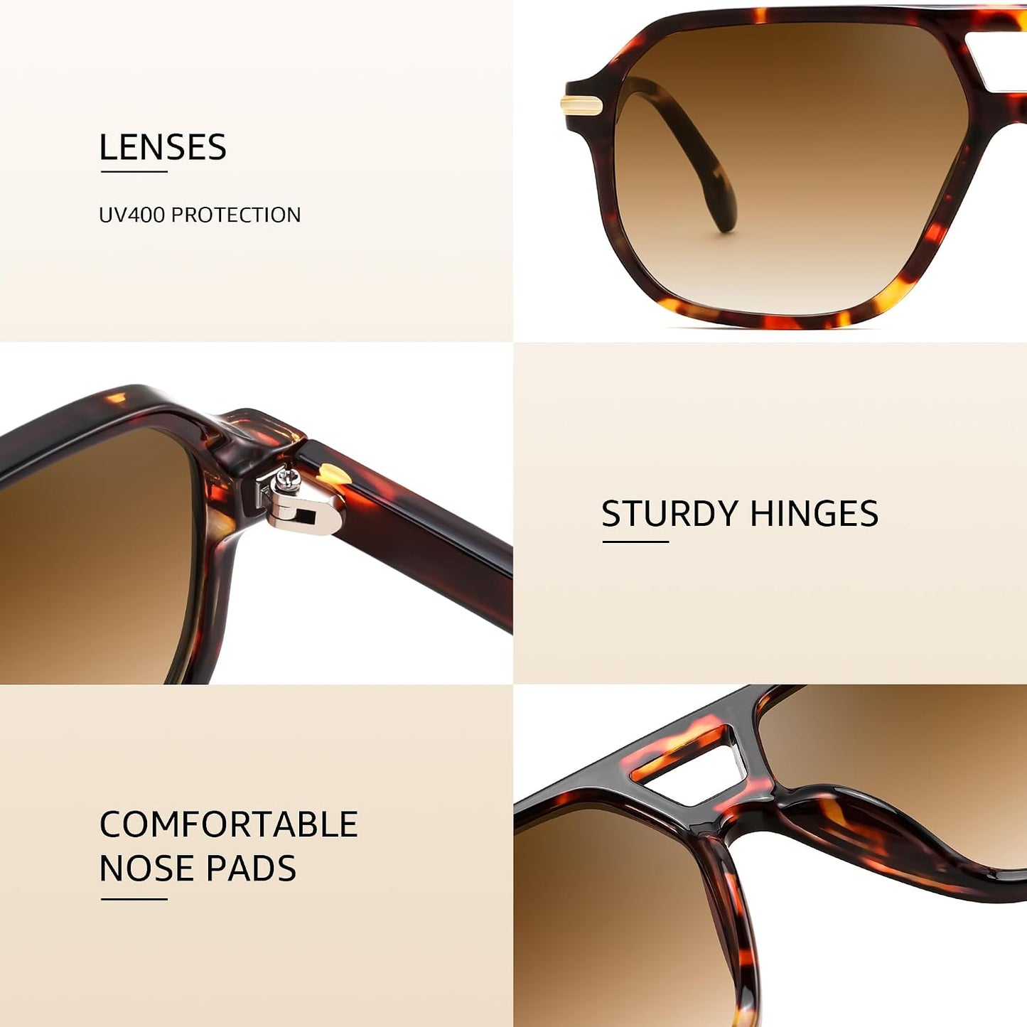 商品图片 13 | B0GTPJLQQN | FEISEDY Women Men Aviator Sunglasses UV400 Protection, Retro Trendy Square Frame for Driving Fishing Outdoor Daily B0425