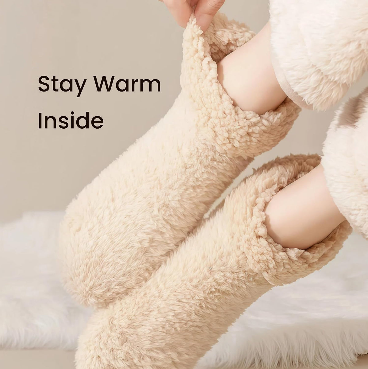 商品图片 5 | B0FY2VX6WJ | Fluffy Fuzzy Warm Slipper Socks, Cabin Sock with Non-Slip Grip Cozy Fashion Women's Slipper Socks for Women Indoor Floor
