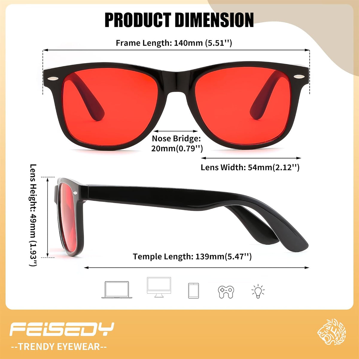 ÉÌƷͼƬ 6 | B0FQ5DRDJG | FEISEDY Orange Blue Light Blocking Glasses for Woman Men Amber Lenses Computer Gaming Glasses for Better Sleep