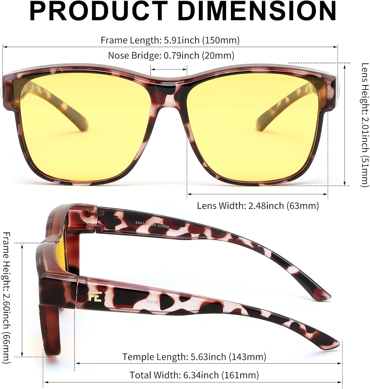 ÉÌƷͼƬ 36 | B0DJS7NVNT | FEISEDY Night Vision Driving Glasses Anti Glare Fit Over Glasses for Men Women Polarized Nighttime B0250