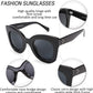 商品图片 5 | B083TZVTXV | FEISEDY Retro Oversized Square Horn Sunglasses Semi Cat Eye Butterfly Glass Big Thick Bold Frame B2572