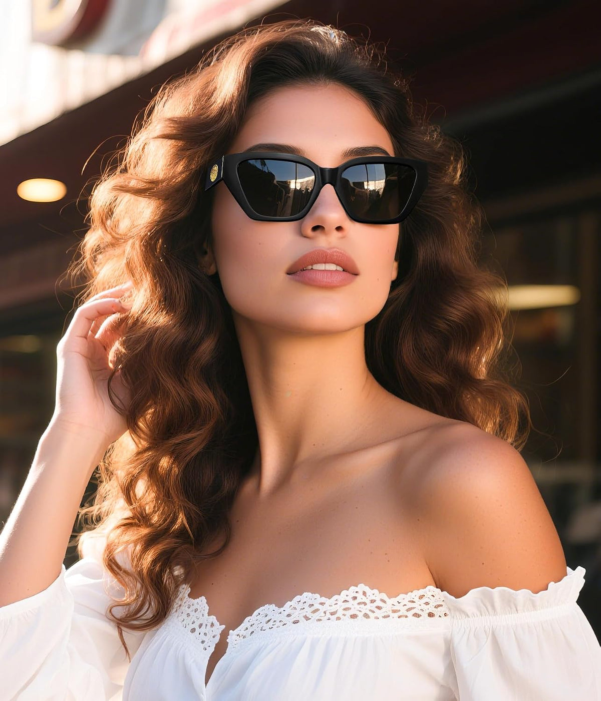 ÉÌƷͼƬ 2 | B0F8N6T6HM | FEISEDY Women's Polarized Cat Eye Sunglasses - UV400 Protection, Trendy Design for Driving & Daily Wear B0299