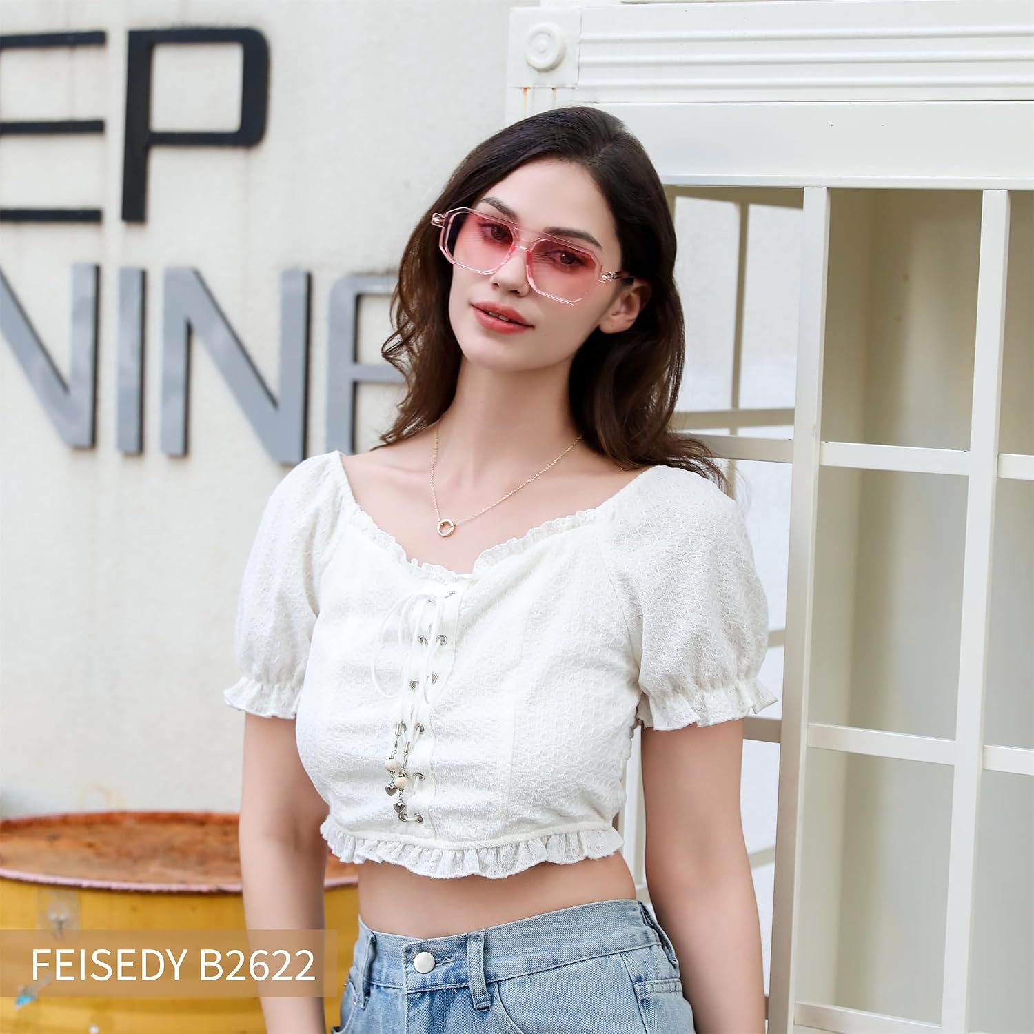 商品图片 76 | B09YTJ4FQZ | FEISEDY Vintage Square 70s Flat Aviator Sunglasses Women Men Classic Retro Stylish Frame UV400 Sunglasses B2622
