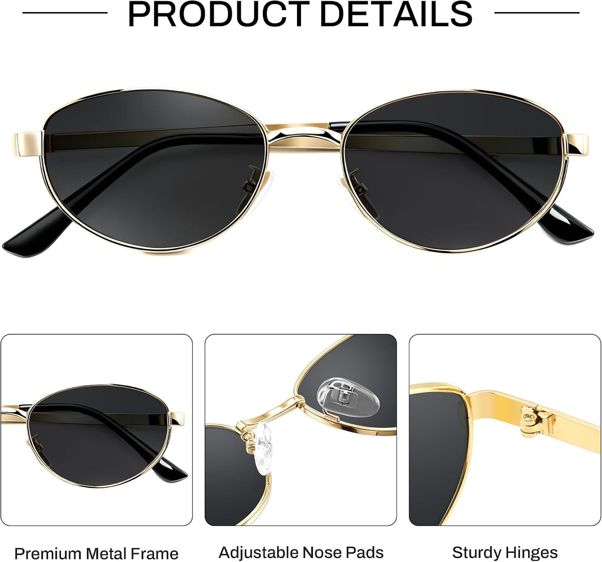 ÉÌƷͼƬ 4 | B0GVDQNHD2 | FEISEDY Oval Metal Sunglasses for Women and Men, Classic UV400 Protection Shades Retro Trendy Driving Fishing Eyewear B0430