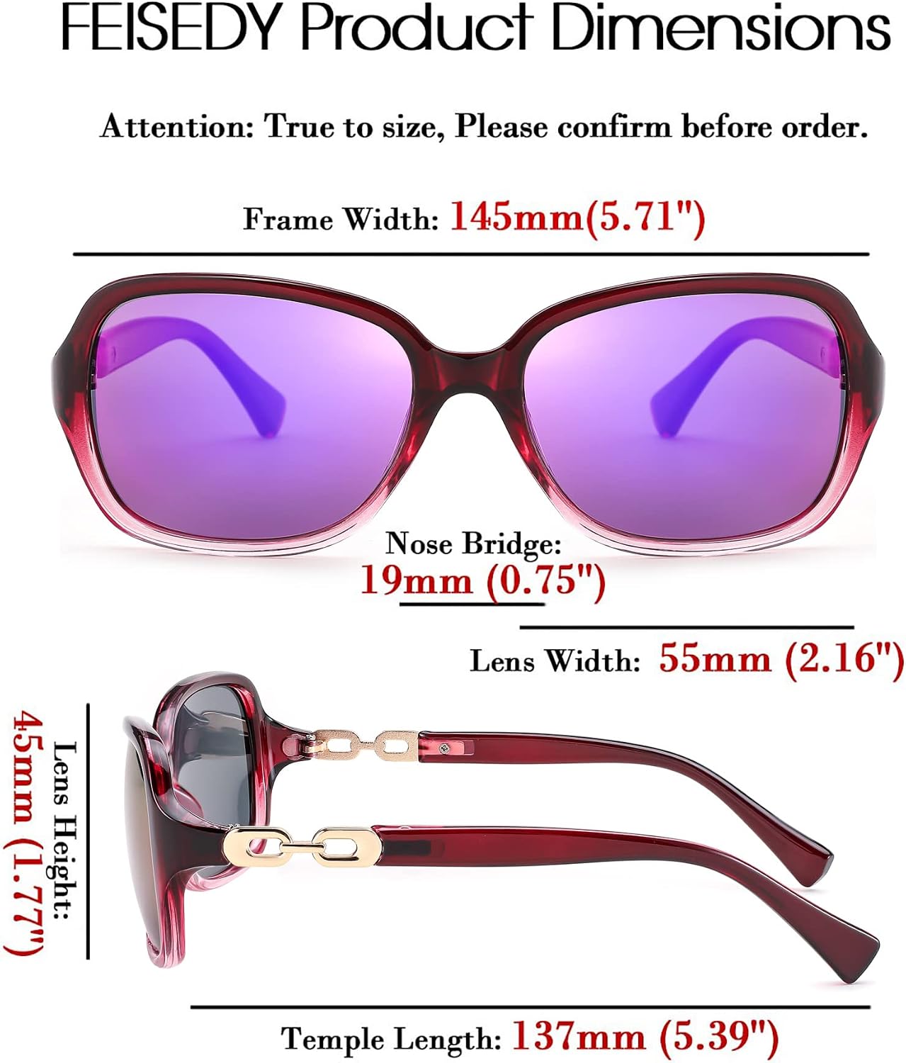 商品图片 27 | B08LPZDDKZ | FEISEDY Womens Polarized Sunglasses Square Wraparound Shades UV400 Mirrored Trendy Sun Glasses for Women B2526