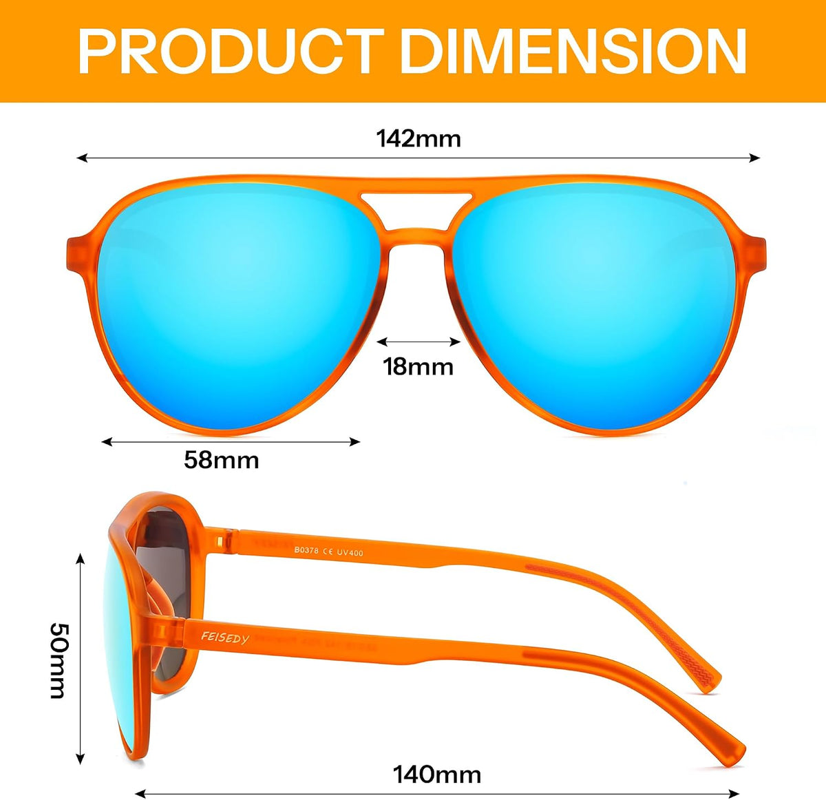 ÉÌƷͼƬ 24 | B0GVSV8P8S | FEISEDY Polarized Aviator Sunglasses for Men Women Trendy Sports TR90 B0378