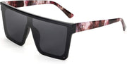 Black & Marbling / 60 Millimeters | B08G7ZL5M4 | FEISEDY Oversized Sunglasses Mens Womens Flat Top Square Trendy Visor Shades UV400 B2470