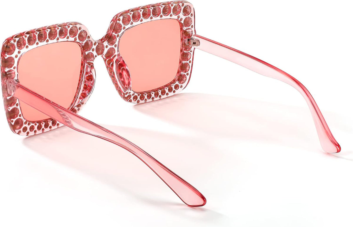 ÉÌƷͼƬ 23 | B077GMJCV8 | FEISEDY Women Sparkling Crystal Sunglasses Oversized Square Thick Frame B2283