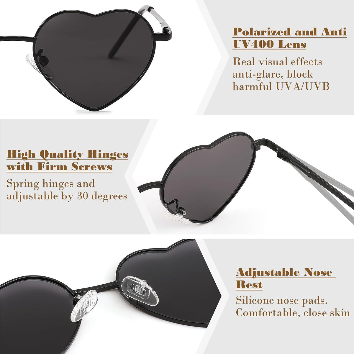 ÉÌƷͼƬ 16 | B0CGZFPWJZ | FEISEDY Polarized Heart Sunglasses for Women Men, UV400 Protection B2851