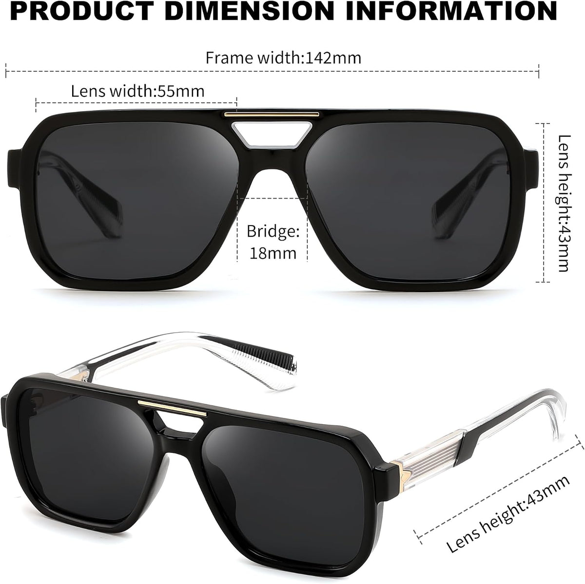 ÉÌƷͼƬ 12 | B0GLG5HZ1L | FEISEDY Retro Square Aviator Sunglasses for Men Women B0390