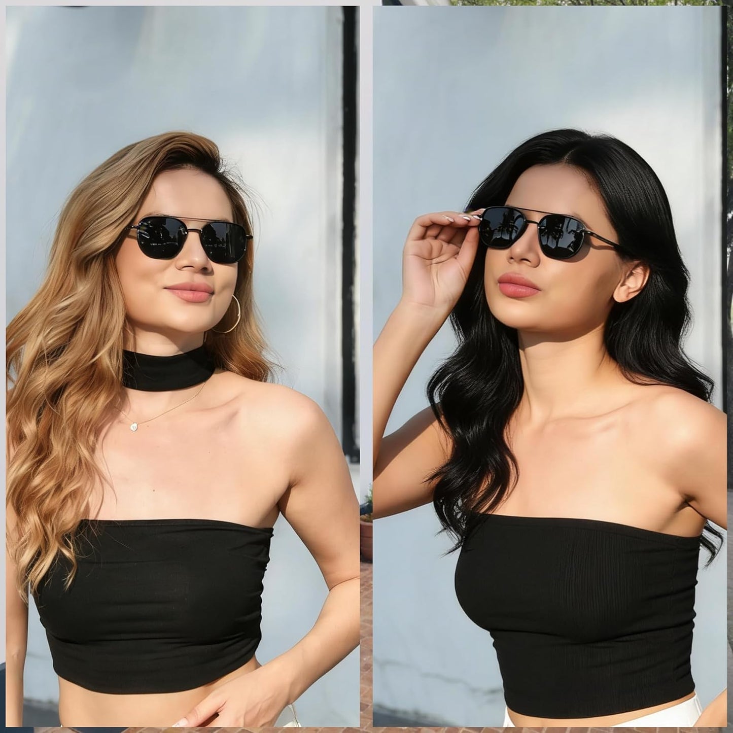 商品图片 9 | B0FQ4Y7FV6 | FEISEDY Polarized Aviator Sunglasses for Women Men Square TAC Lens B0329 | UV400 protection, Lightweight, Military-grade durability, Spring temples, Climate Pledge Friendly, Driving, Beach