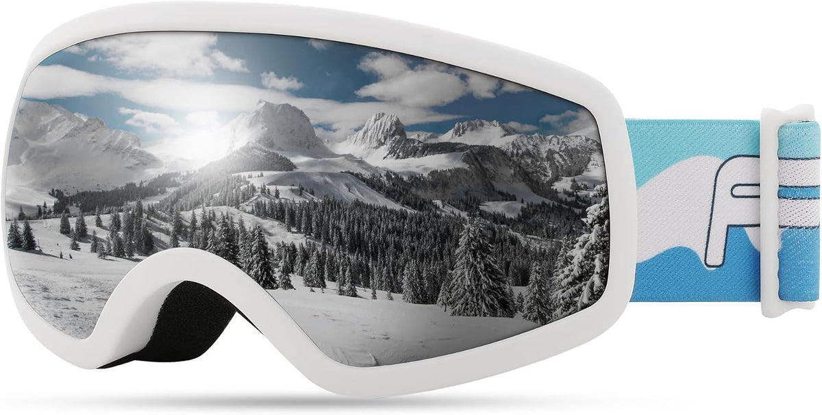 White Frame & White Mirrored Lens (Vlt 11.7%) | B0CHF5B2W2 | FEISEDY Kids Ski Goggles,Snowboard Goggles for Boys Girl Youth,OTG Anti Fog UV Protection Snow Goggles B0019
