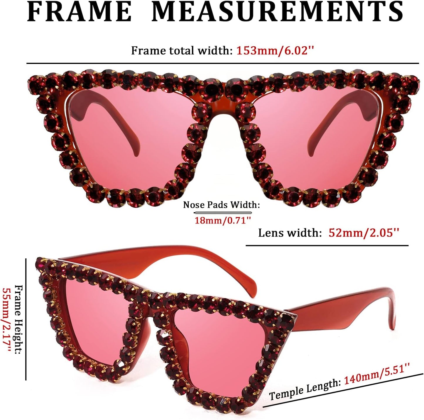 商品图片 17 | B09V7X56D4 | FEISEDY Women Crystal Square Cat Eye Sunglasses Sparkling Trendy Retro Cateye Sunglasses B2898