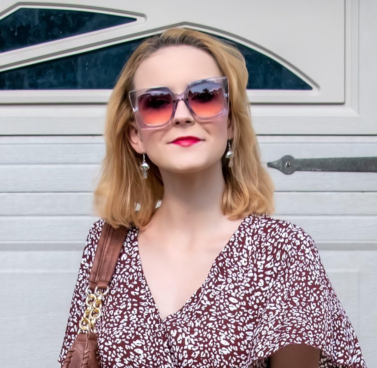 商品图片 2 | B0DP288XTV | Sunglasses Womens Trendy, Oversized Square Shades, Pearl Inlay Cat Eye Frame B2625