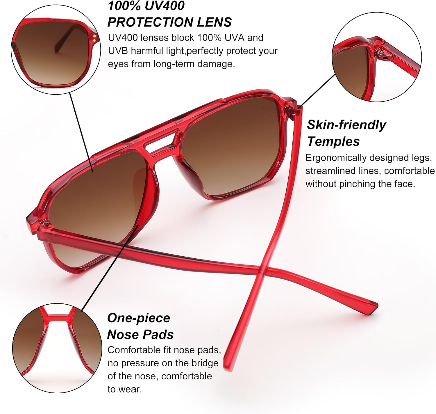 商品图片 86 | B09J8999GR | FEISEDY Retro Square Aviator Sunglasses Women Men 70s Vintage Trendy Plastic Frame Sun Glasses B2835