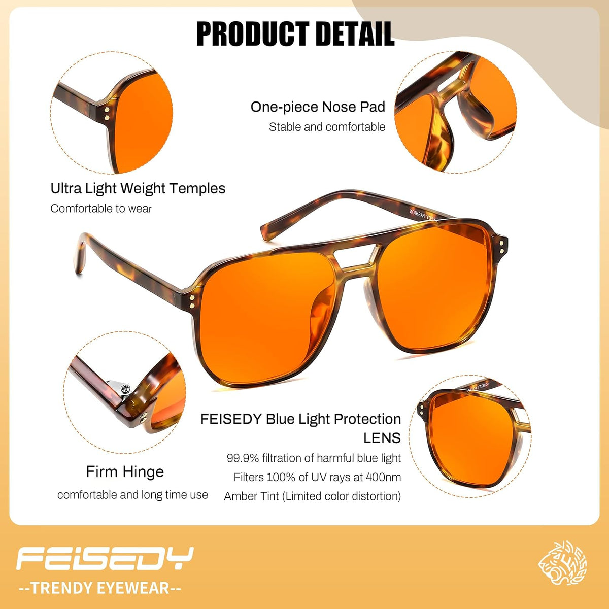 ÉÌƷͼƬ 40 | B0GCVQFPW9 | FEISEDY Blue Light Glasses for Computer Gaming Anti Eyestrain Glasses G2835