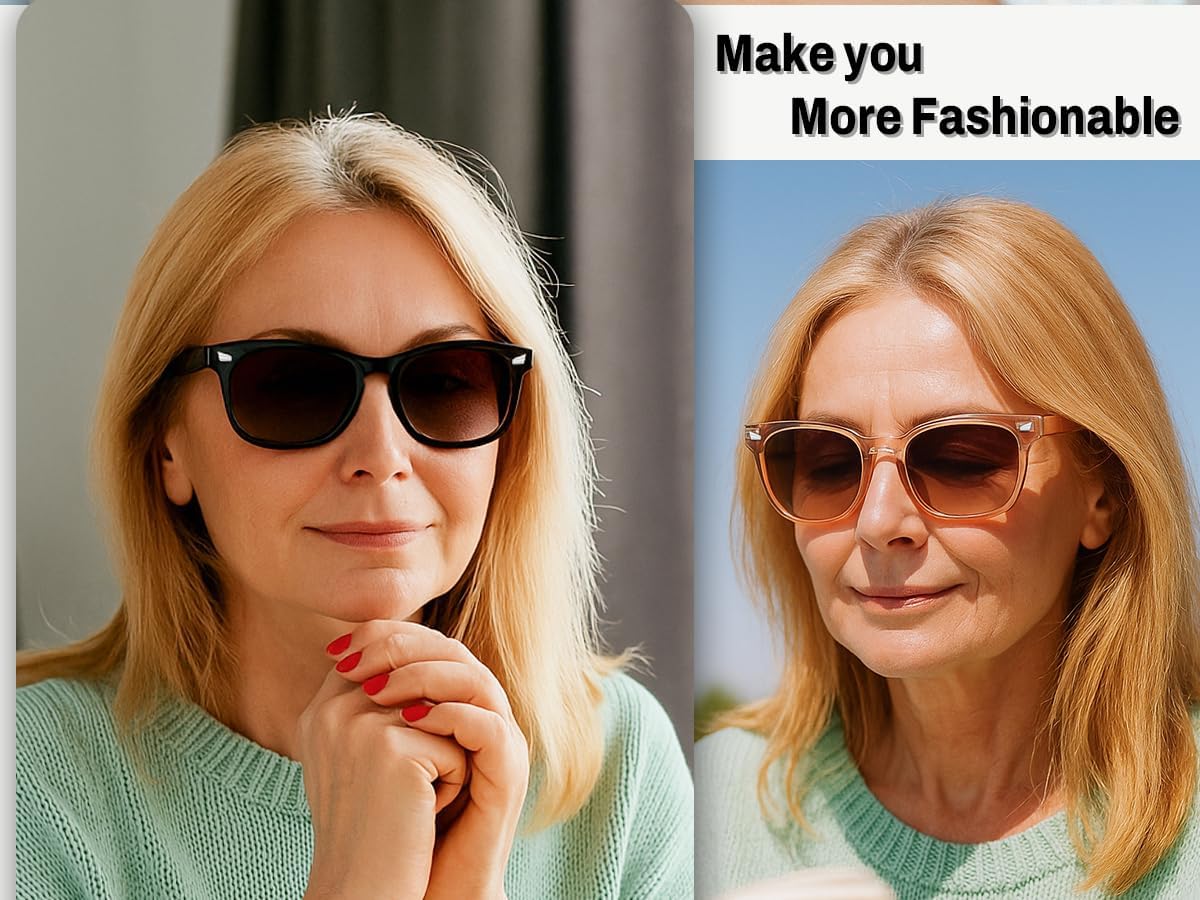 ÉÌƷͼƬ 22 | B0DFPVZVTV | FEISEDY Classic Bifocal Reader Sunglasses for Women Men Square Blue Light Reading Glasses B0231