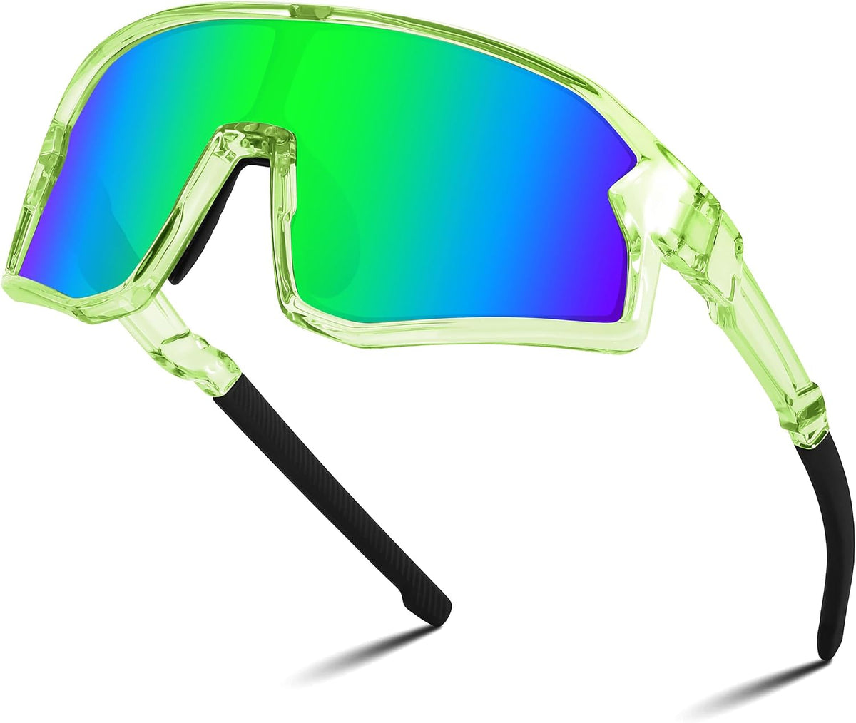 Transparent Green Frame Green Mirrored Lens / Small | B0D73HYNKR | FEISEDY Kids Sunglasses Polarized Youth Baseball Sunglasses Sports Cycling Glasses for Boys Girls Age 4-8 B0183