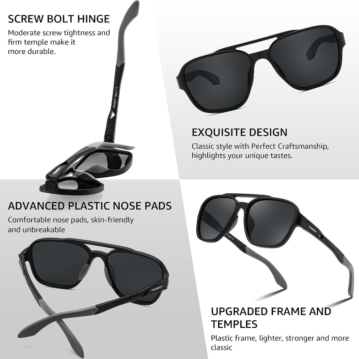 ÉÌƷͼƬ 6 | B0DSVK9L2R | FEISEDY Retro Aviator Polarized Sunglasses Women Men Outdoors B0260