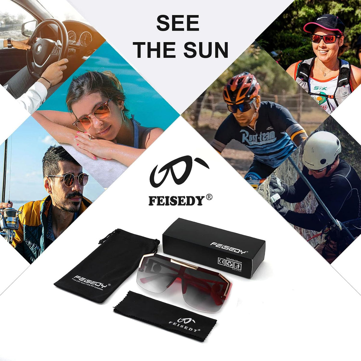 ÉÌƷͼƬ 72 | B09L4V27YS | FEISEDY Square Oversized Sunglasses for Men Women Flat Top B2765