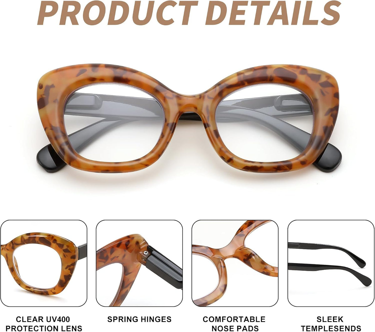 商品图片 11 | B0D93TT2FX | FEISEDY Reading Glasses for Women Fashion Cat Eye Blue Light Blocking Glasses Anti- Glare Digital Eyestrain Readers B0139