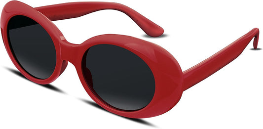 Red / 51 Millimeters | B074H8KFSZ | FEISEDY Sunglasses White Oval Clout Goggles for Women Men Retro Round Trendy Rimmed Clueless Costume Frame B2253