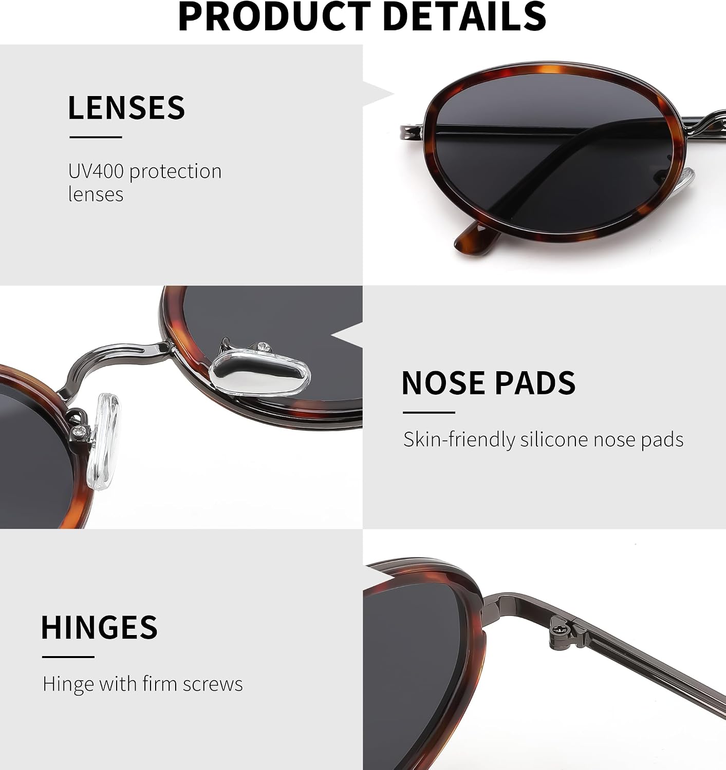 商品图片 40 | B0H2XM1HNJ | FEISEDY 90s Retro Oval Cat Eye Sunglasses UV400 Small Face B0450