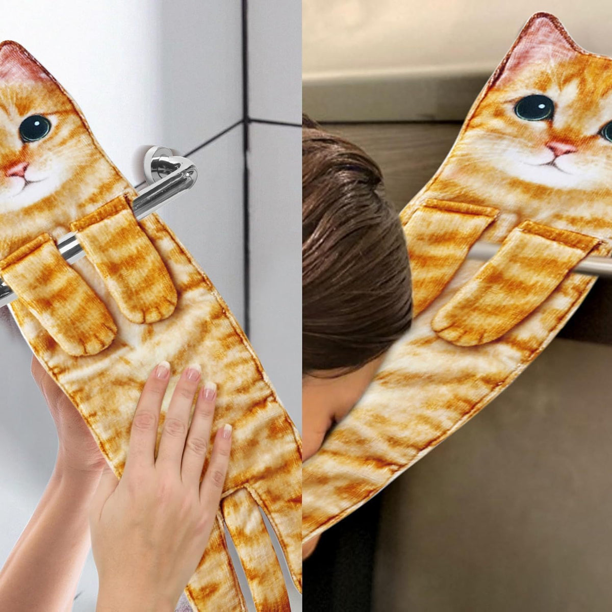 商品图片 14 | B0DWXMWN41 | Cute Cat Hand Towels for Bathroom, Kitchen, Funny Gifts for Women and Mom