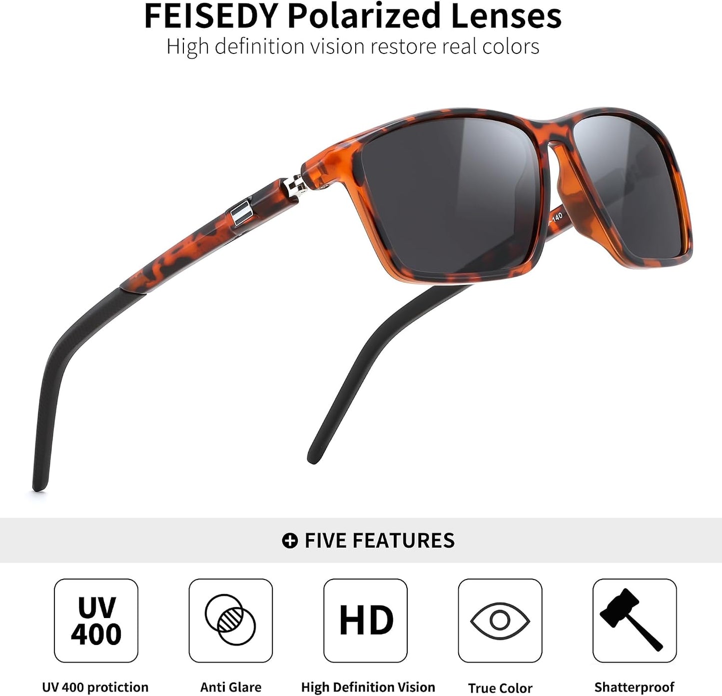 商品图片 31 | B0FG2HCVQL | FEISEDY Rectangle Sunglasses Women Men Trendy Classic Sunglasses Fashion Retro Vintage Square Frame Polarized UV400 B0288