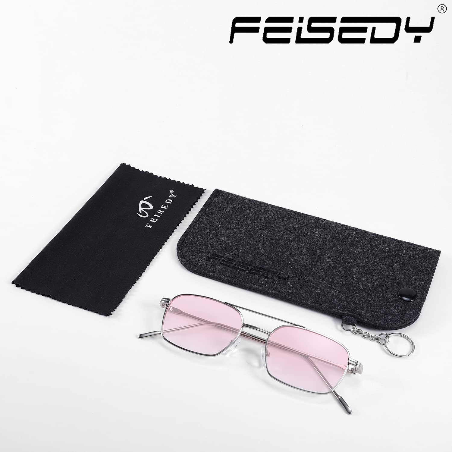商品图片 38 | B09GKB6G1G | FEISEDY Fashion Square Aviator Sunglasses Women Men Trendy Retro Metal Frame Sun Glasses Candy Color Lens B1036