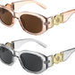 2 Pack Tea+gray / 54 Millimeters | B0F25YNM2J | FEISEDY Retro Trendy Rectangle Sunglasses Women Men Narrow Shades B2322