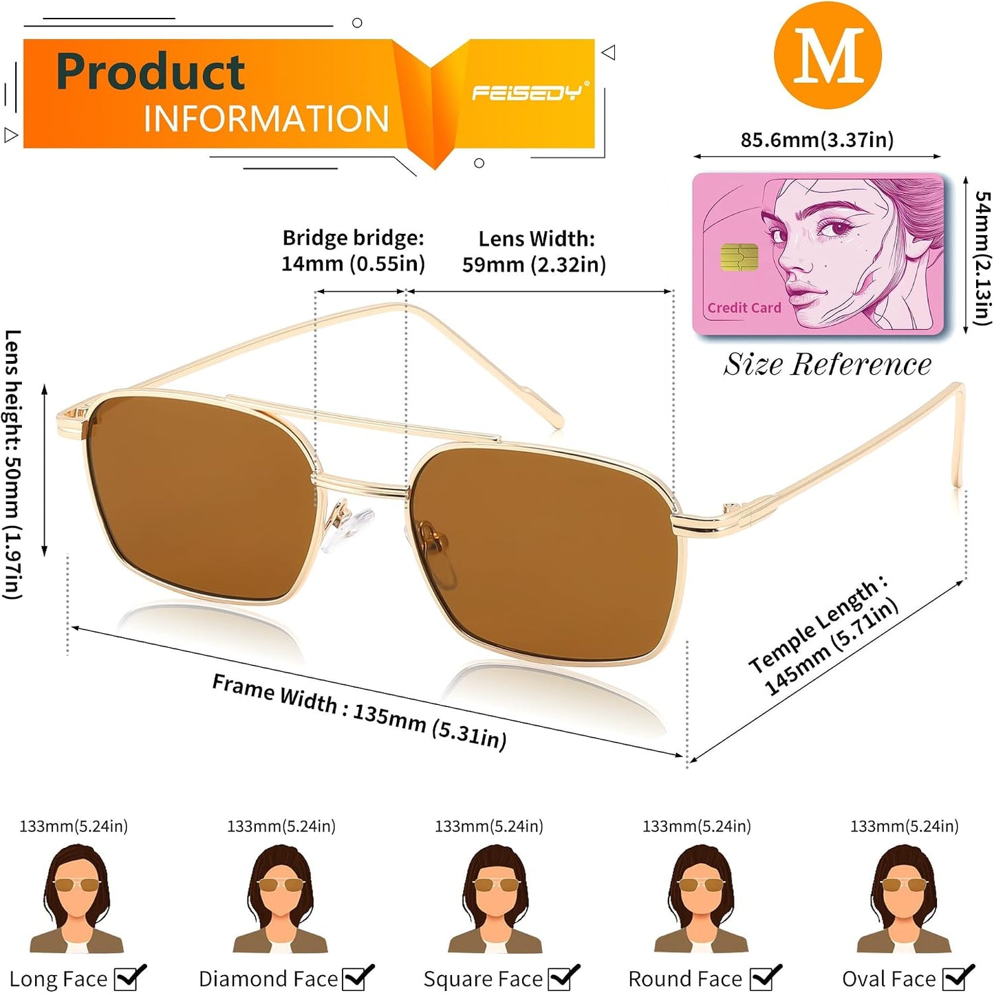 商品图片 3 | B09GKB6G1G | FEISEDY Fashion Square Aviator Sunglasses Women Men Trendy Retro Metal Frame Sun Glasses Candy Color Lens B1036