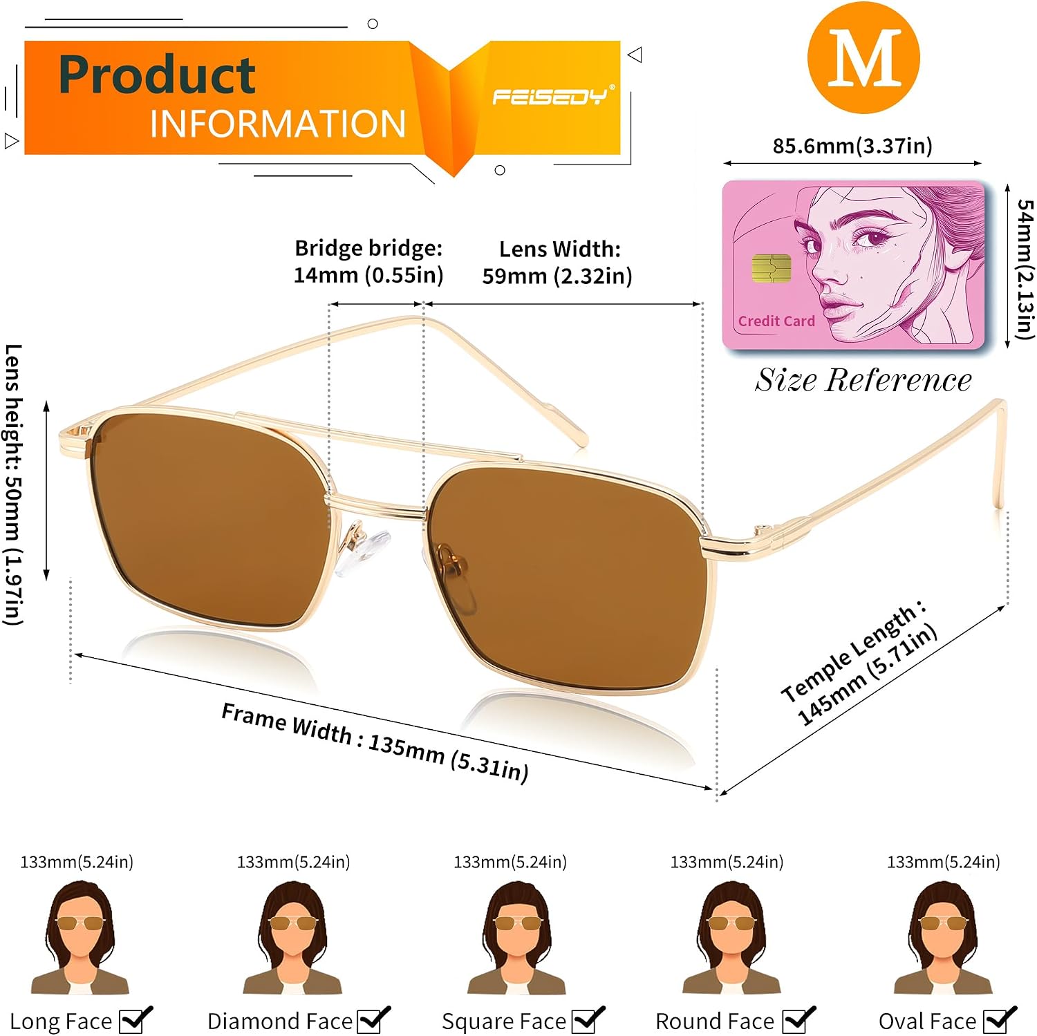 商品图片 3 | B09GKB6G1G | FEISEDY Fashion Square Aviator Sunglasses Women Men Trendy Retro Metal Frame Sun Glasses Candy Color Lens B1036