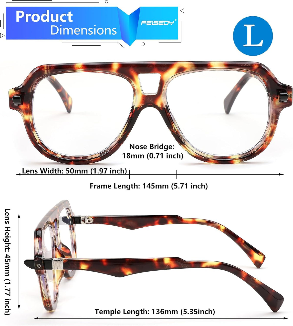 ÉÌƷͼƬ 31 | B0CFFB9X5W | FEISEDY Aviator Frame Glasses for Women Men Blue Light Blocking Glasses Anti Glare Computer Eyeglasses B0039