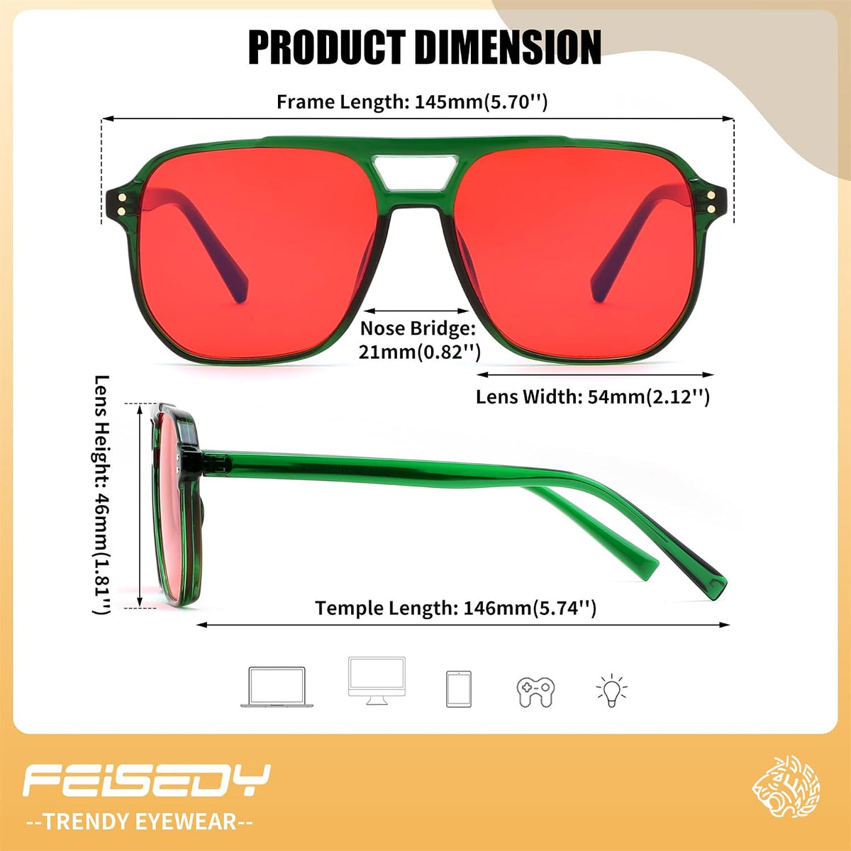 ÉÌƷͼƬ 23 | B0GCVQFPW9 | FEISEDY Blue Light Glasses for Computer Gaming Anti Eyestrain Glasses G2835