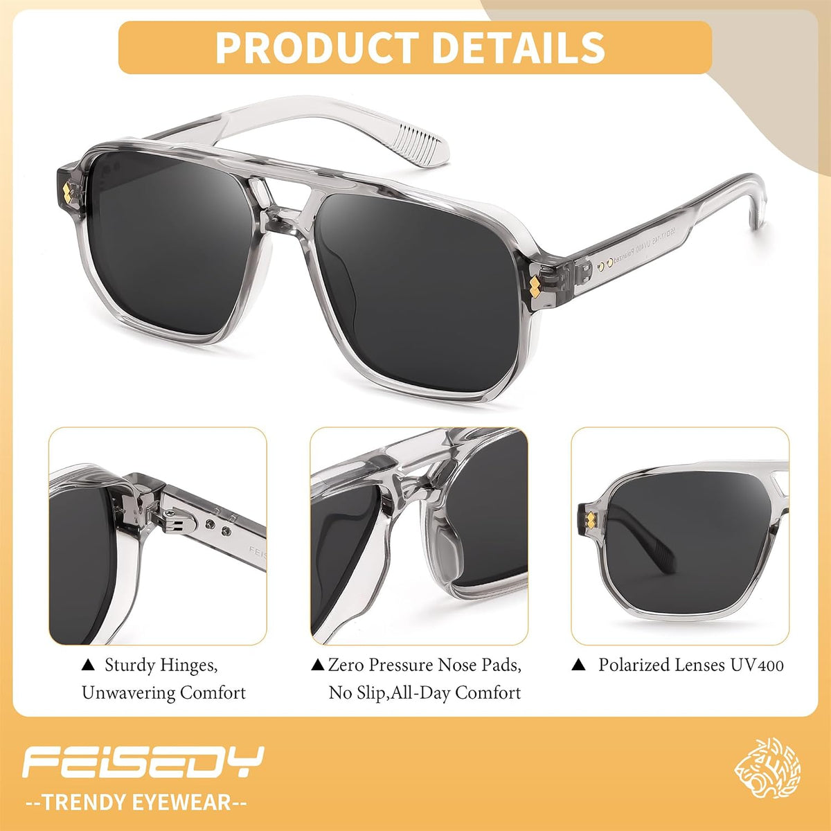 ÉÌƷͼƬ 15 | B0H79Y4V6B | FEISEDY Retro Aviator Square Polarized Sunglasses Women Men Trendy B0444