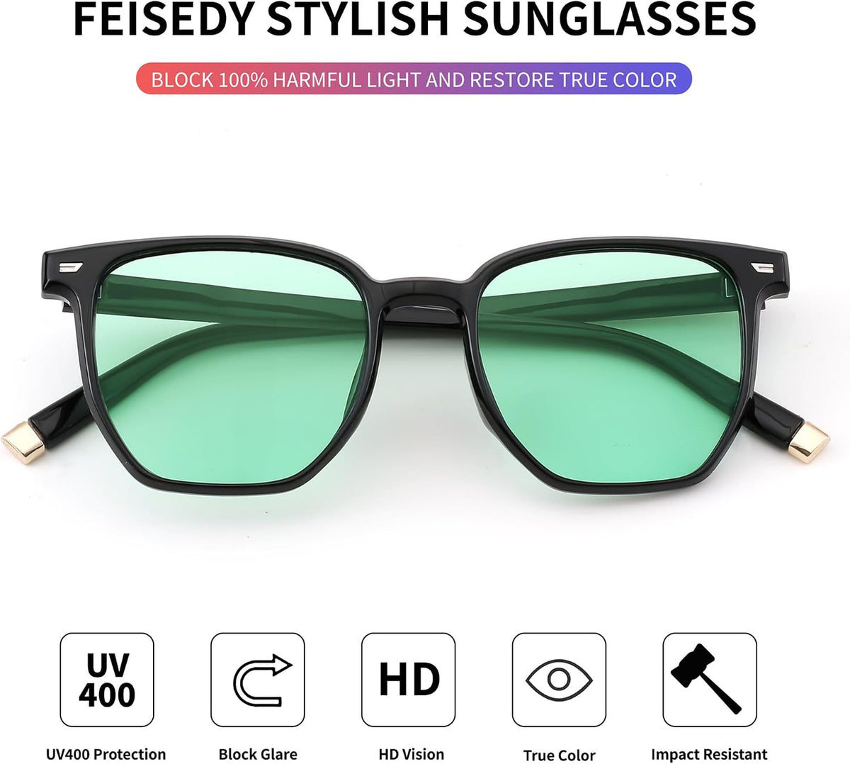 ÉÌƷͼƬ 12 | B0F58QMH7Q | FEISEDY Retro Square Sunglasses Women Men Trendy Rectangle Shades Vintage Sun Glasses B0274
