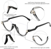 ÉÌƷͼƬ 3 | B0BK84HWH8 | FEISEDY Women Blue Light Blocking Glasses Fashion Half Frame Cat Eye Glasses Inlaid Diamond Anti Eyestrain B2995