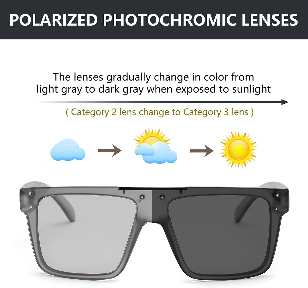 ÉÌƷͼƬ 25 | B0BZ4J86KV | FEISEDY Polarized Sunglasses for Men, Z87 Oversized Square Flat Top B2990