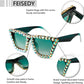 商品图片 10 | B09V7X56D4 | FEISEDY Women Crystal Square Cat Eye Sunglasses Sparkling Trendy Retro Cateye Sunglasses B2898